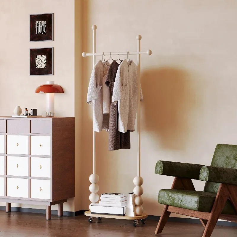 Nordic Style Rolling Clothes Rack Multifunctional Garment Rack Floor Standing Coat Hanger for Bedroom