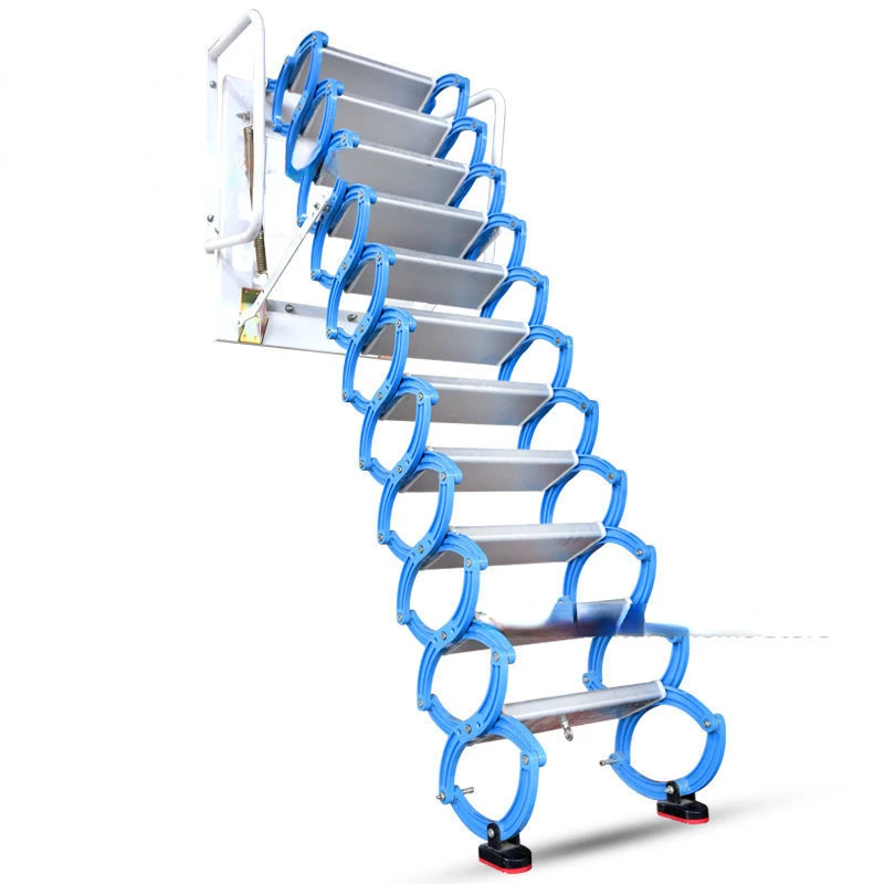 Outdoor Platform Ladder Simple Double-layer Folding Telescopic Step Ladder Home Ladder Wall-mounted Attic Telescopic Staircase