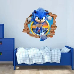 Pegatina de dibujos animados de Sonic, papel tapiz de PVC, póster de juego 3D con un sentido tridimensional, fresco y deslumbrante, originalidad de Anime