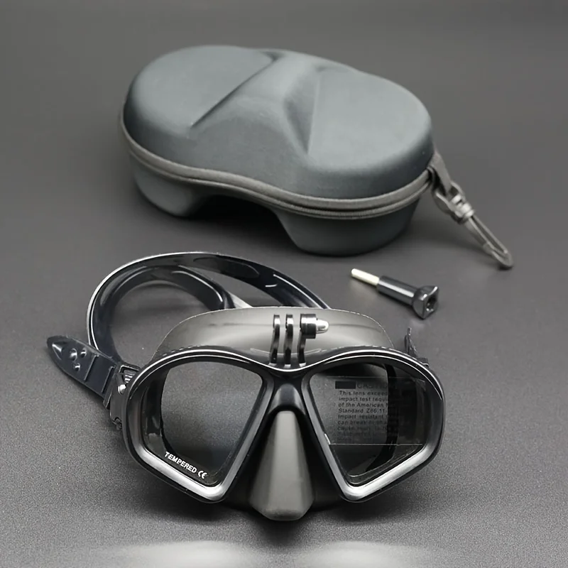 1PC Low Volume Freediving Snorkel Mask HD Tempered Glass Diving Goggles with Camera Base for Small Face Adult Snorkeling Fishing