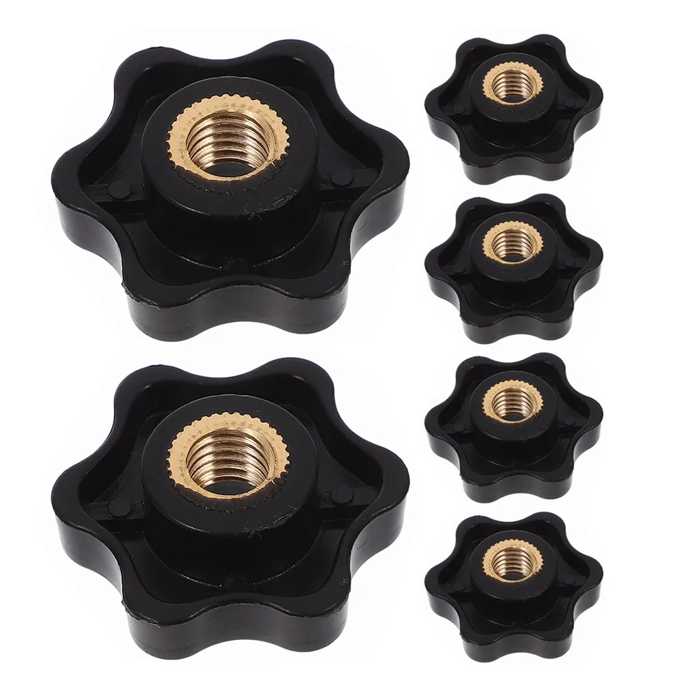 6Pcs Hexagon Handle Knobs Adjustable Plastic Thumb Screw Hand Tightening Nut M8 for Machinery Equipment Furniture Assembly