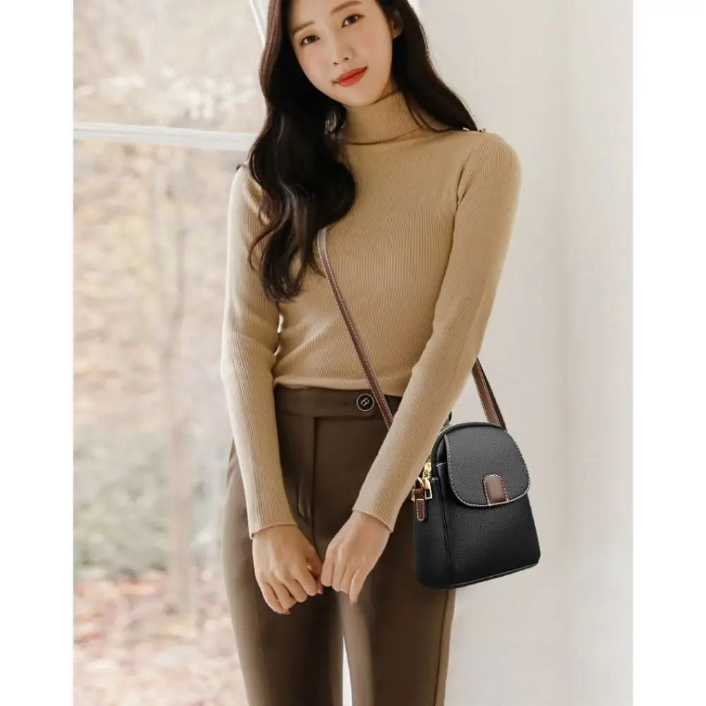 Casual Trendy Leather Bag Cellphone Bag for Women Girl Mini Square Bags Bag Versatile Crossbody Shoulder Bag