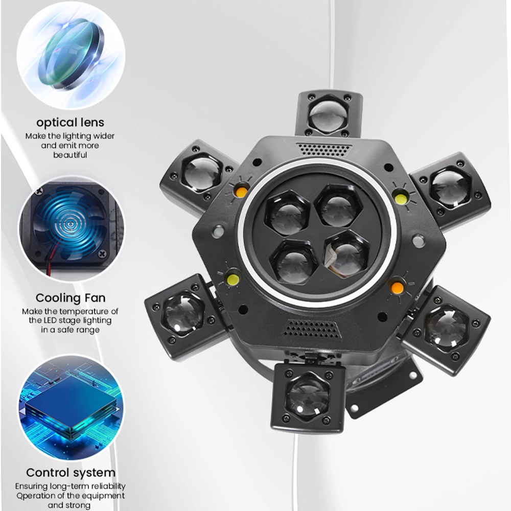 Lumière DJ à tête mobile à 6 bras, 150W, télécommande, faisceau lumineux LED pour fête Disco, DMX512, éclairage d'effet de scène rotatif pour discothèque