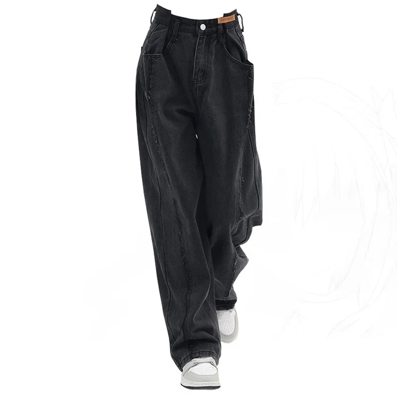 

Женские джинсы прямого кроя с широкими штанинами, больших размеров, стройнящие, в стиле Sweet and Spicy Street, одежда больших размеров, весна-лето A