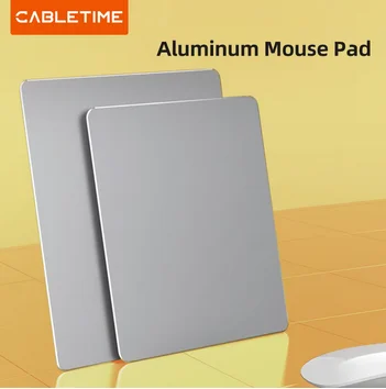 CABLETIME Aluminium Metal Mouse Pads Waterproof Fast and Accurate Control for Gaming Mice Mat Smooth Double Side Design C398
