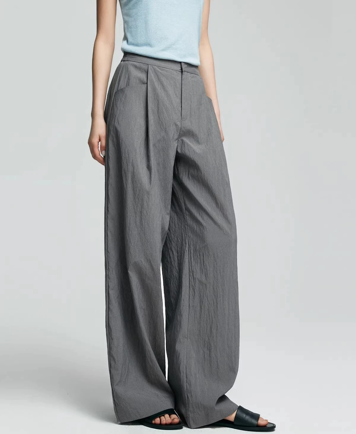 

Slightly wrinkled Yamamoto pants female Spring 2025 Lysell straight-leg casual pants stretch and tighten the waist