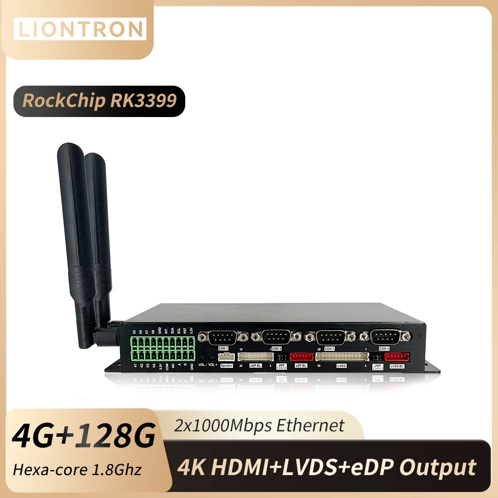 Liontron rockchip rk3399pro 2xgbe lan port industrieller eingebetteter computer 4g 128g 4k hdmi lvds edp wifi6 bt 4,0 multimedia player