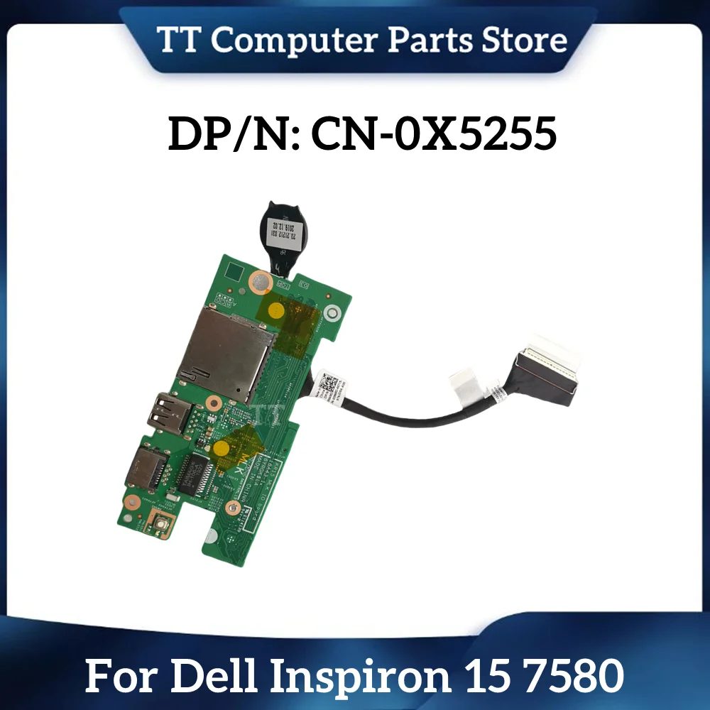 قارئ بطاقة Tt جديد أصلي لأجهزة dell inspiron 15 7580 ، زر طاقة ، usb ، قارئ بطاقة sd ، io ، 0x5255 ، cn-0x5255 ، x5255 ، سريع الشحن