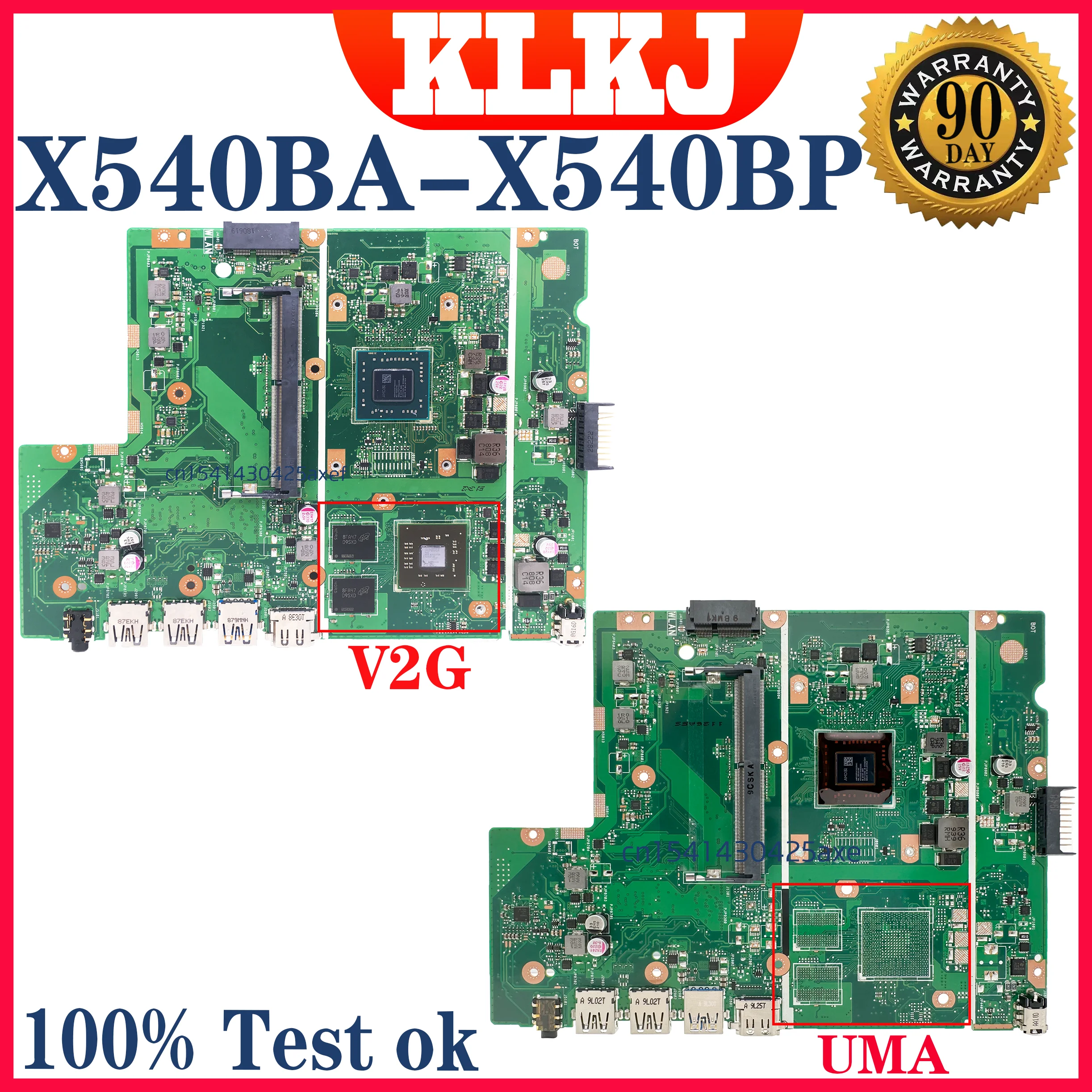 Placa base Dinzi X540BP X540BA para ASUS X540 X540B con AMD A6-9225 A9-9420/9425: placa base para ordenador portátil con CPU 100% funcional UMA/V2G