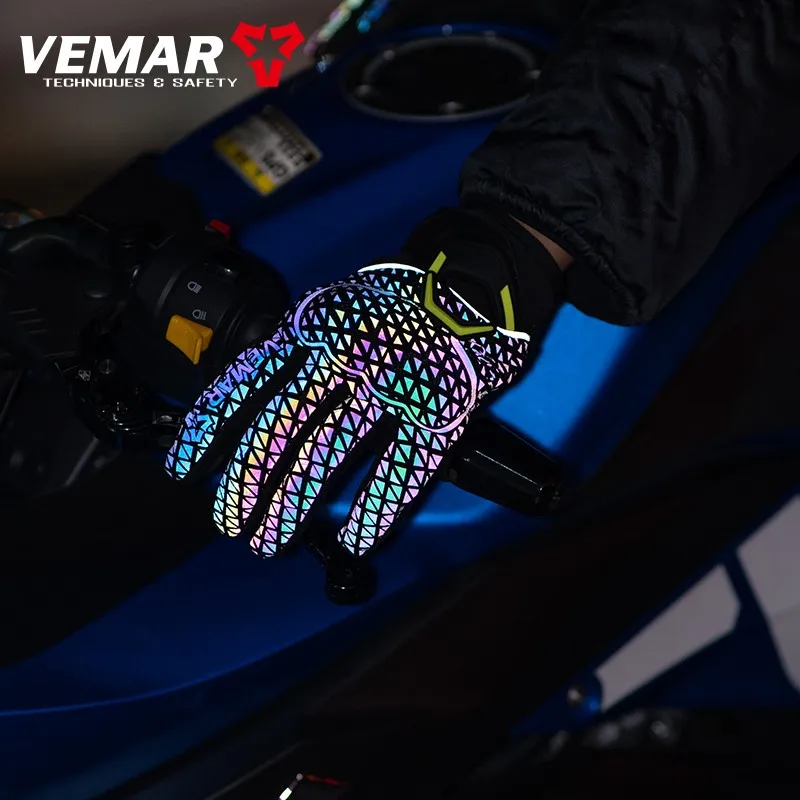 Autumn Winter Motorcycle Riding Gloves for Women Men Warm Fall-proof Windproof Moto Glove Colorful Reflective Touchscreen Gloves 6