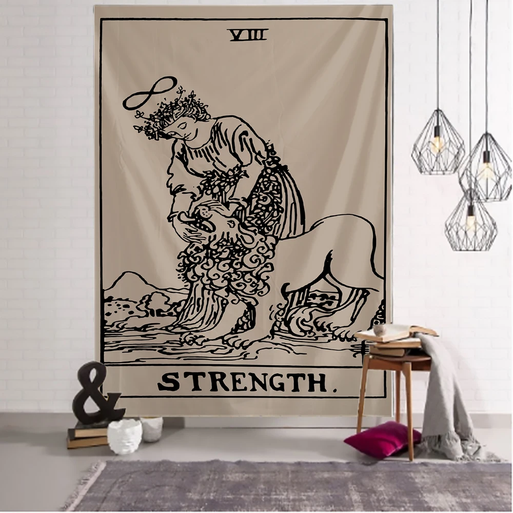 Tapisserie murale de Tarot, personnage rétro, tenture Hippie, psychédélique, sorcellerie, tissu de fond d'art pour dortoir