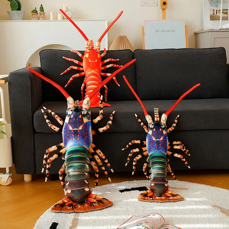 60/80cm Simulation Australian Lobster Plush Toys Cute Stuffed Animals Plushies Doll Anime Pillow Pippi Shrimp Soft Funny Gifts