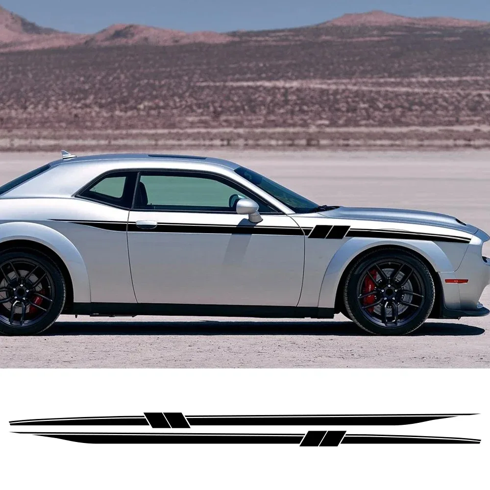 

2Pcs Car Side Stripe Racing Graphics Vinyl Decal Sticker For Ford Mustang Car Accessories Side Door Decoration Cover 340x11cm