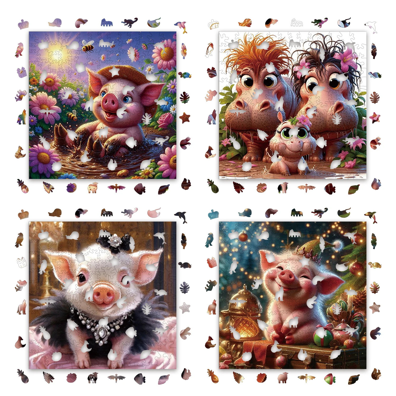 Schwein Nilpferd Tierpuzzles Hochwertiges Puzzle Holzpuzzle Bestes Weihnachtsgeschenk
