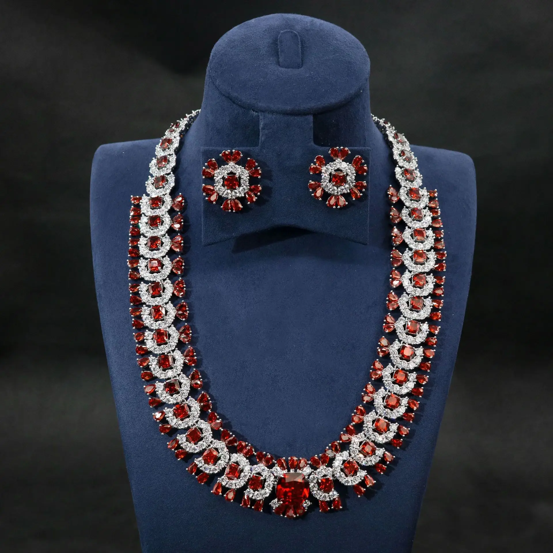 

Women's Colorful Zircon Jewelry Set - Bracelet Necklace Earrings 2025 Fashion Accessory