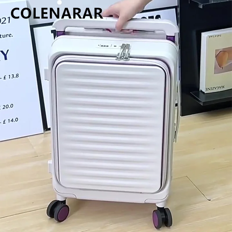 

COLENARA Laptop Suitcase Front Opening Boarding Case USB Charging Trolley Case 20"24 Inch PC Multi-function Cabin Luggage