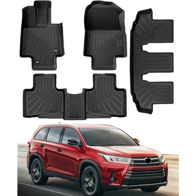 

US Floor Mats for Toyota Highlander 2020-2024 7 Seats, All Weather TPE Rubber Floor Liners ,3 Row Set,2024 2023 2022 2021 2020