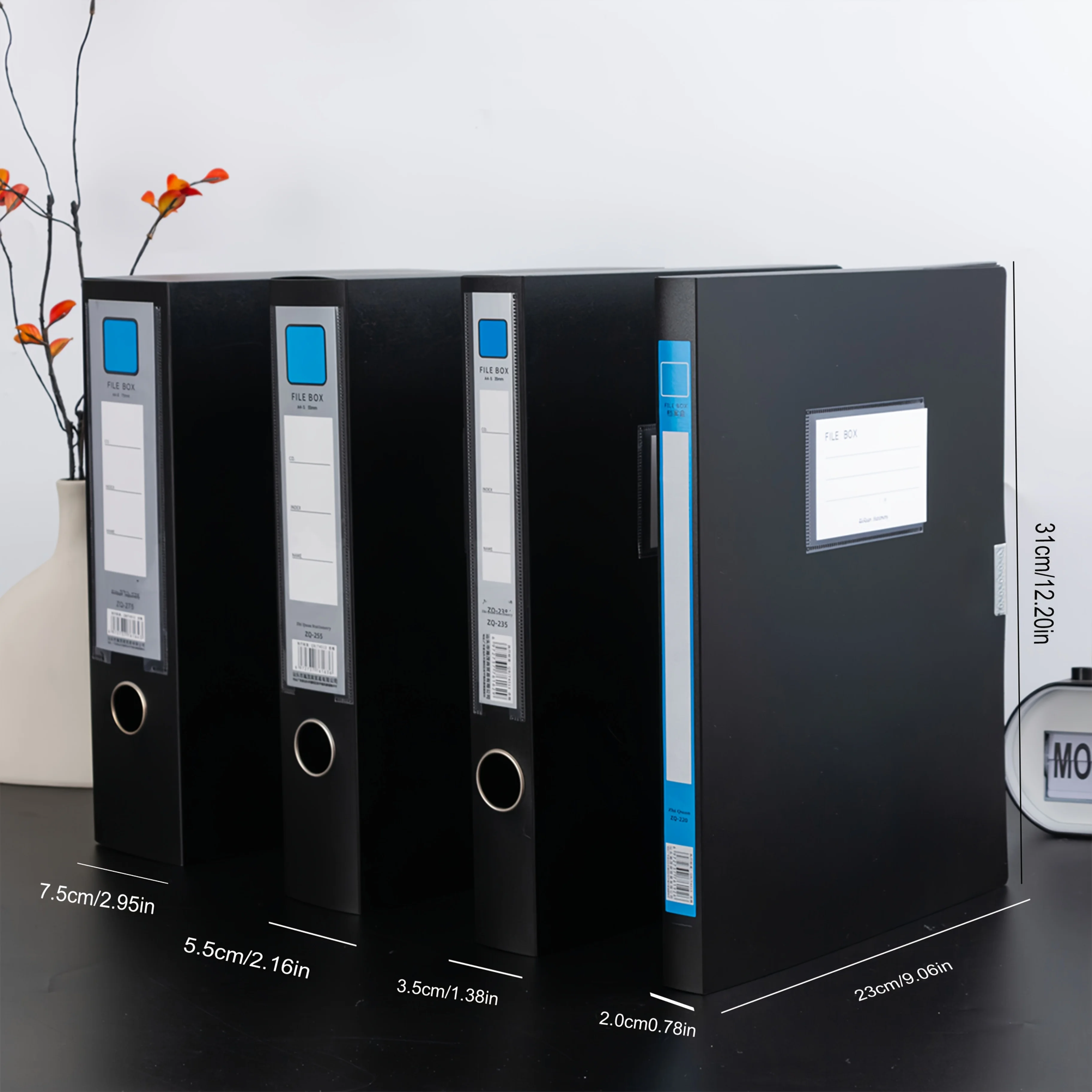 12pcs A4 Plastic File Boxes in 3 Colors - Thick, Large Capacity Document Organizer for Office Supplies, Accounting Receipts & Mo