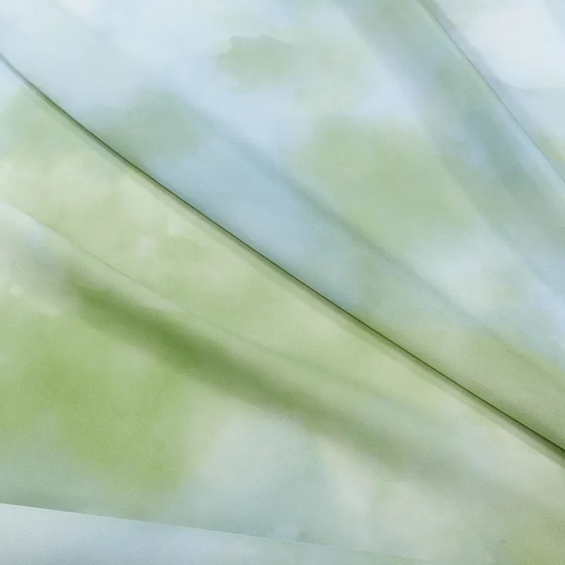 High Quality Gray, Blue and Green Blooming Real Silk Spandex Satin Reverse Printing Silkworm Fabric Cloth