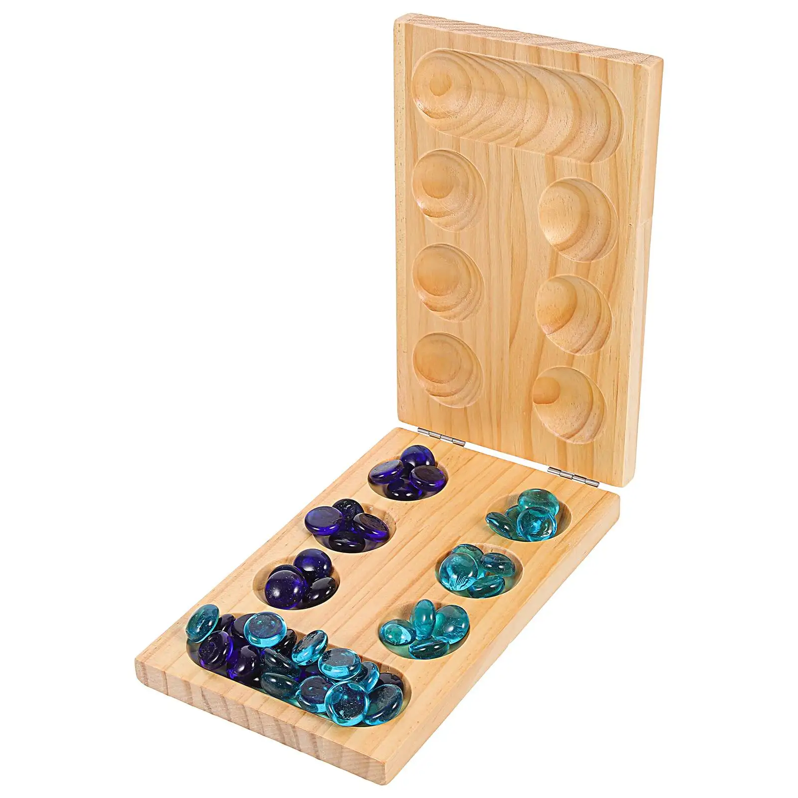 

Foldable Gem Chess Mancala Board Game Wood Toy Portable Travel Checkerboard Practical Storage Design Lightweight Kids