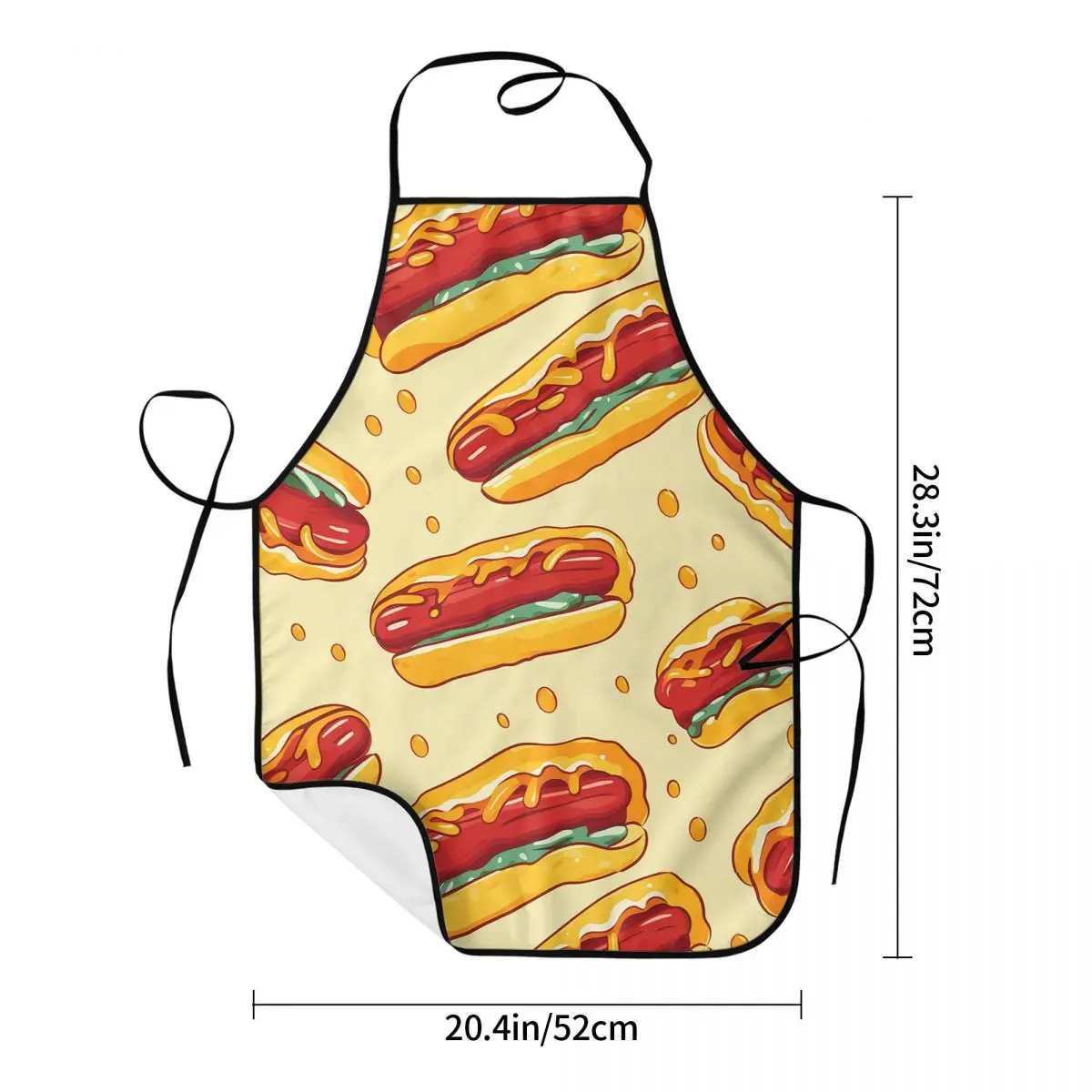 Fast Food Hot Dog Pattern Apron Chef Cooking Tablier Sleeveless Bib Kitchen Cleaning Pinafore for Women Men Gardening