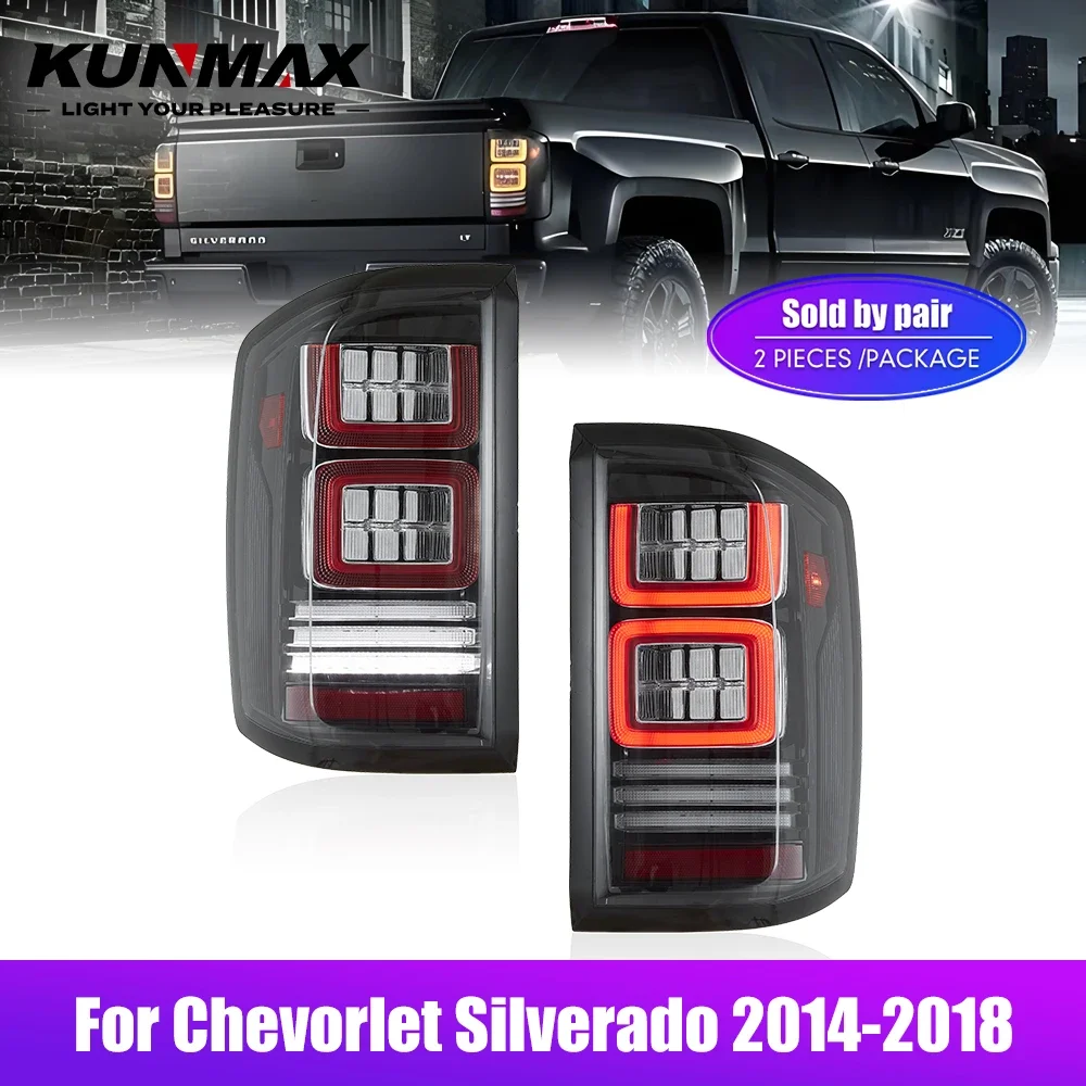

Pair Of LED Tail Lights For Chevorlet SILVERADO 14-18 Reverse Brake Turning Signal Car Rear Tail Light Assembly Plug And Play
