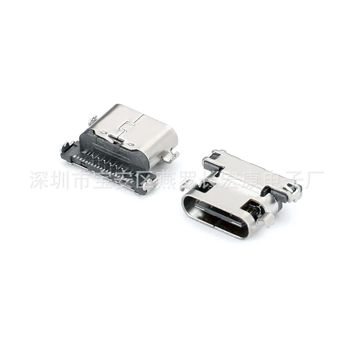For TYPE-C female seat, sinking plate type, front plug and rear stick DIP + 18P SMT short body L = 7.95mm four-pin plug board