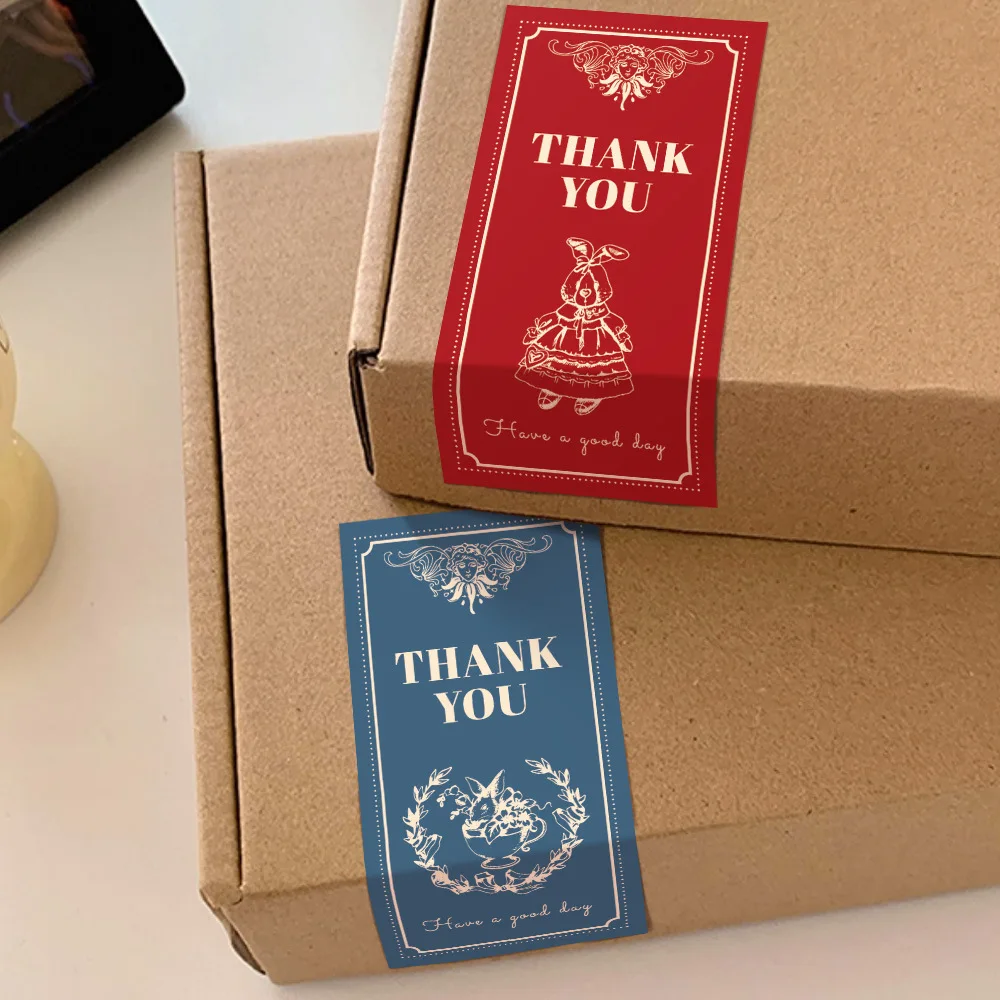 

100 шт./набор, красные мультяшные наклейки «Спасибо» для упаковки, наклейки для запечатывания конвертов, этикетки «Спасибо» для малого бизнеса, подарки для гостей на вечеринке