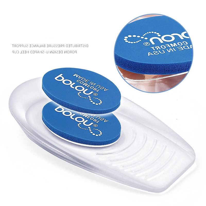 GEL heel pad soft shock-absorbing heel insert half pad U-shaped heel cup, dual color foot cup heel pad water pattern