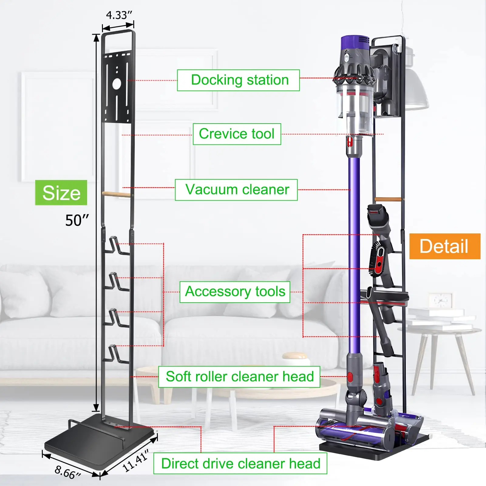 Podręczny stojak próżniowy Dyson, stabilny metalowy Organizer, Dyson V15, V11, V10, V8, V7, V6, DC35, DC58, DC59, DC62