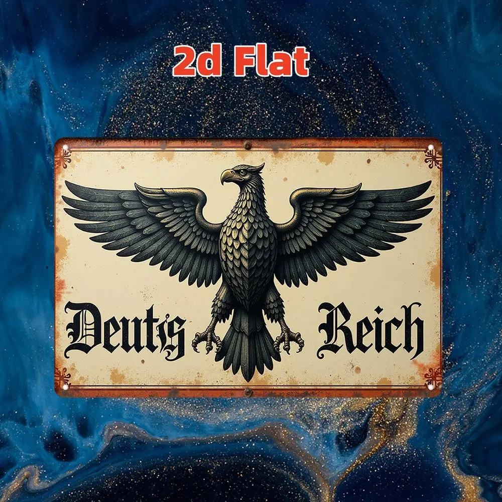 German Eagle Emblem Wooden Wall Plaque - Vintage Rustic  Print with 