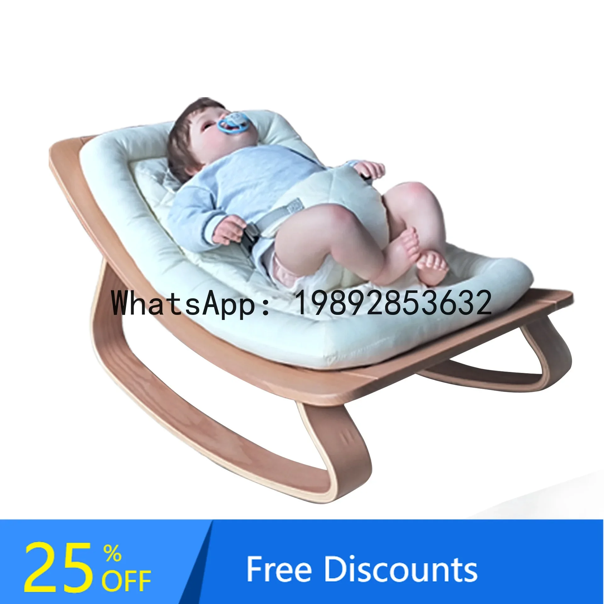 r15Solid Wood Baby Sleep Aid Rocking Chair Home Use Newborn Cradle Bed Recliner