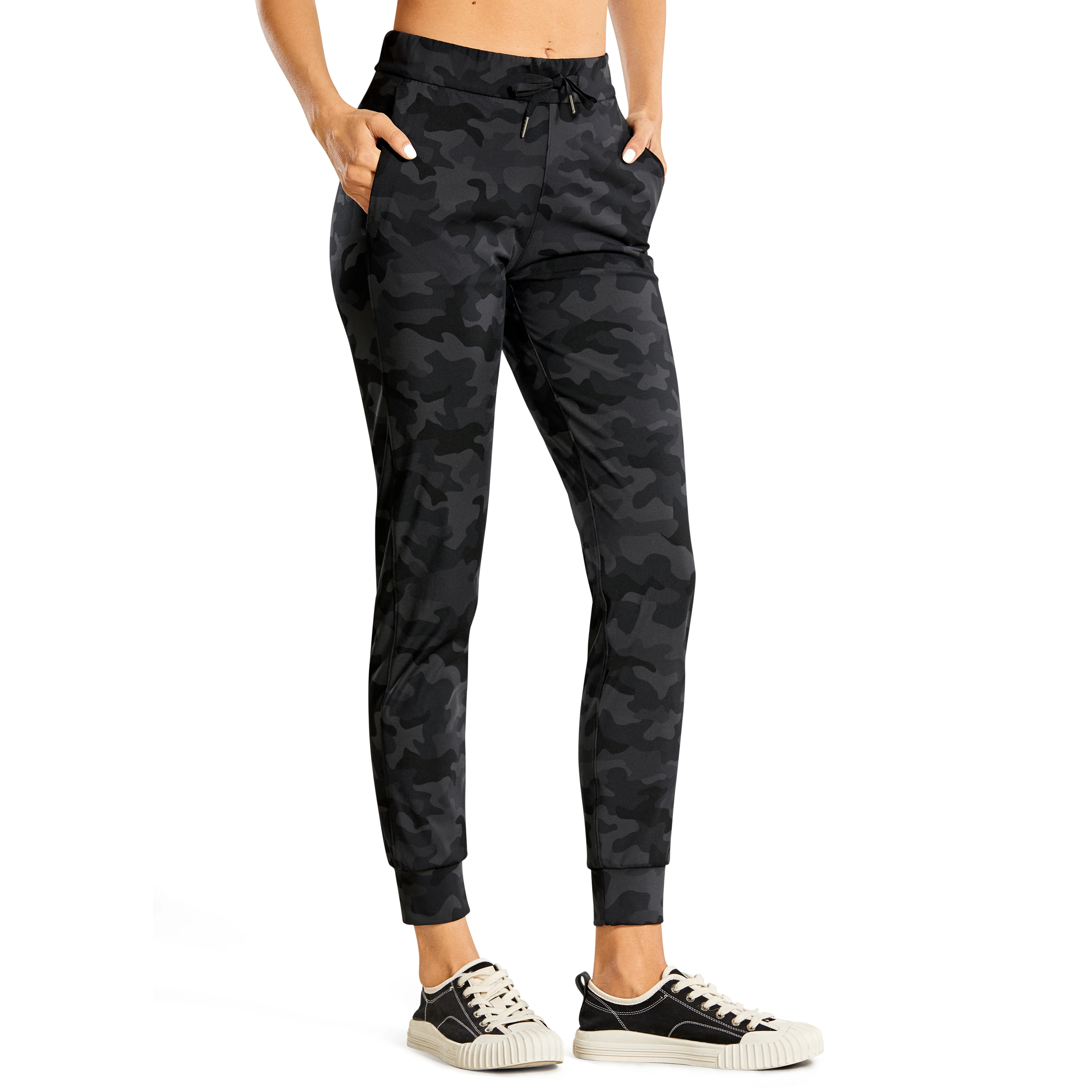 Women Stretch Drawstring Jogger Fitted Cuffed Sweatpants with Pockets Casual Travel Lounge Pants-28 inches