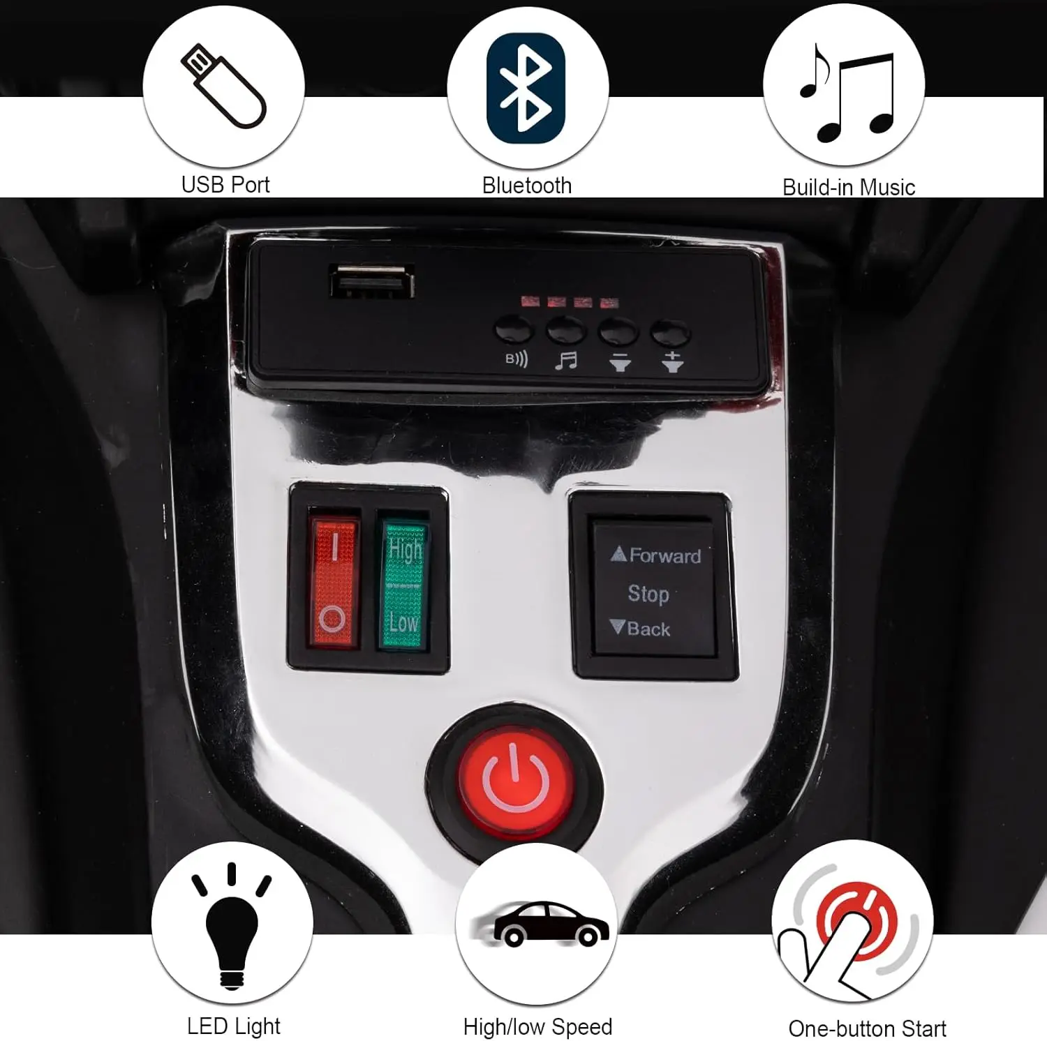 24V Kids ATV 3 Wheeler Ride on Motorcycle with LED Lights, Ride-on Electric Car for Kids with Rubber Plastic Polymerized EVA tir