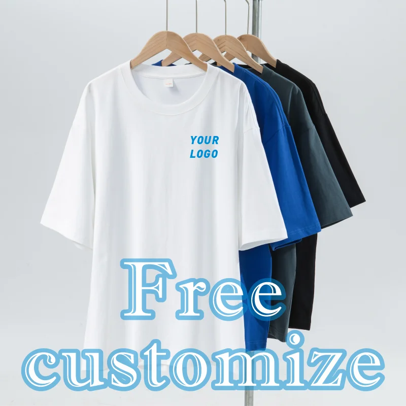 Custom T-Shirt 100% Cotton free print logo Men Women Short Sleeve Casual Summer Tee Logo Picture Print Embroidery Unisex Thick