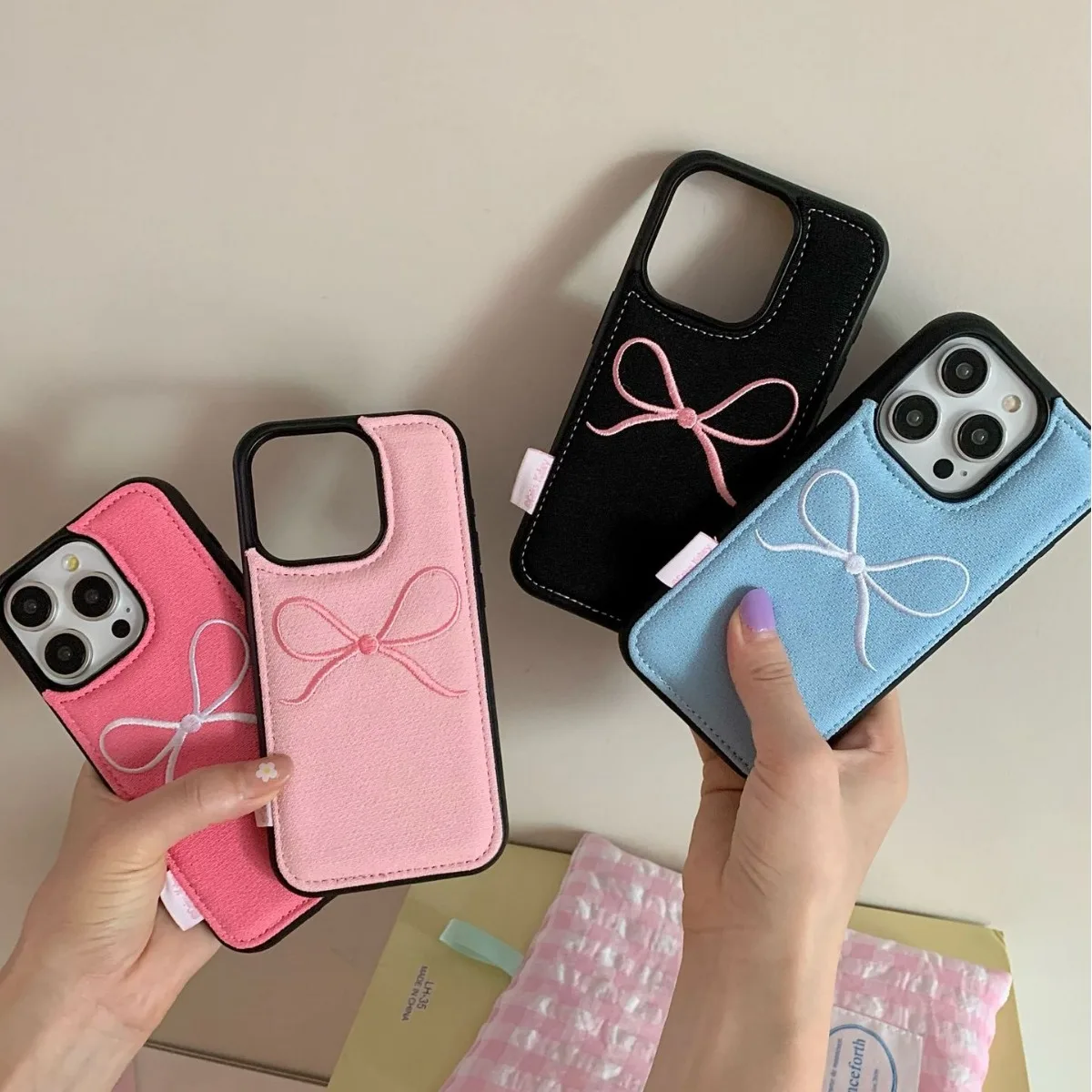 

Cute Bowknot Bow Lichee Pattern Silicone Phone Case For iPhone 11 15 13 14 12 16 17 Pro Max Plus Leather Shockproof Cover Fundas