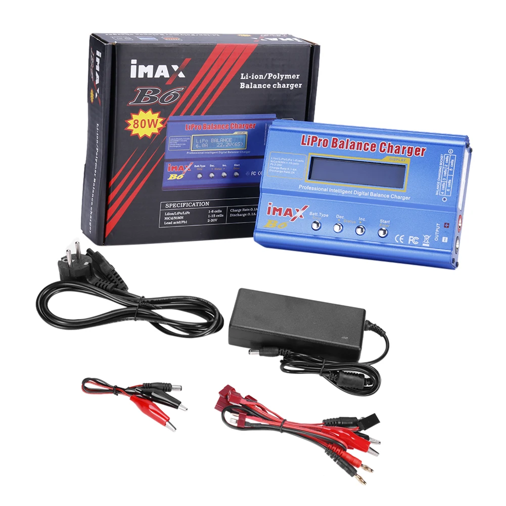 50/80W Aircraft Model Charger Imax B6 RC Charger AC/DC LCD Dispaly Discharge Power 5W for Lion LiPo NiMH NiCd LiFe Pb RC Battery