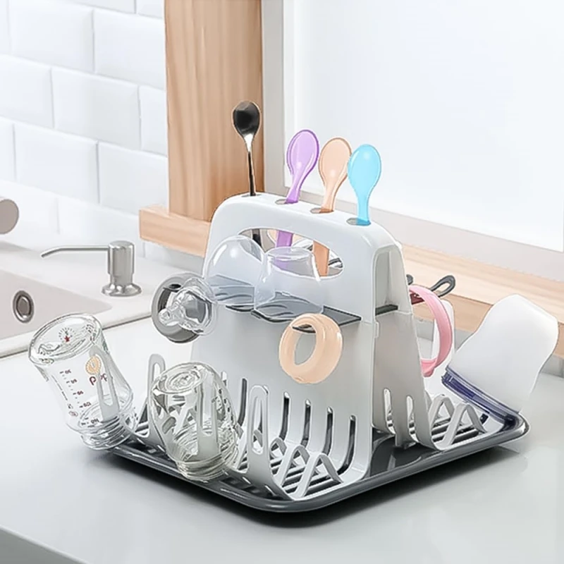 Portable Cleaning Dryer Baby Milk Bottle Drying Rack Bottle Dryer Holder for Feeding Bottles Accessories Drain Tray Water Cup