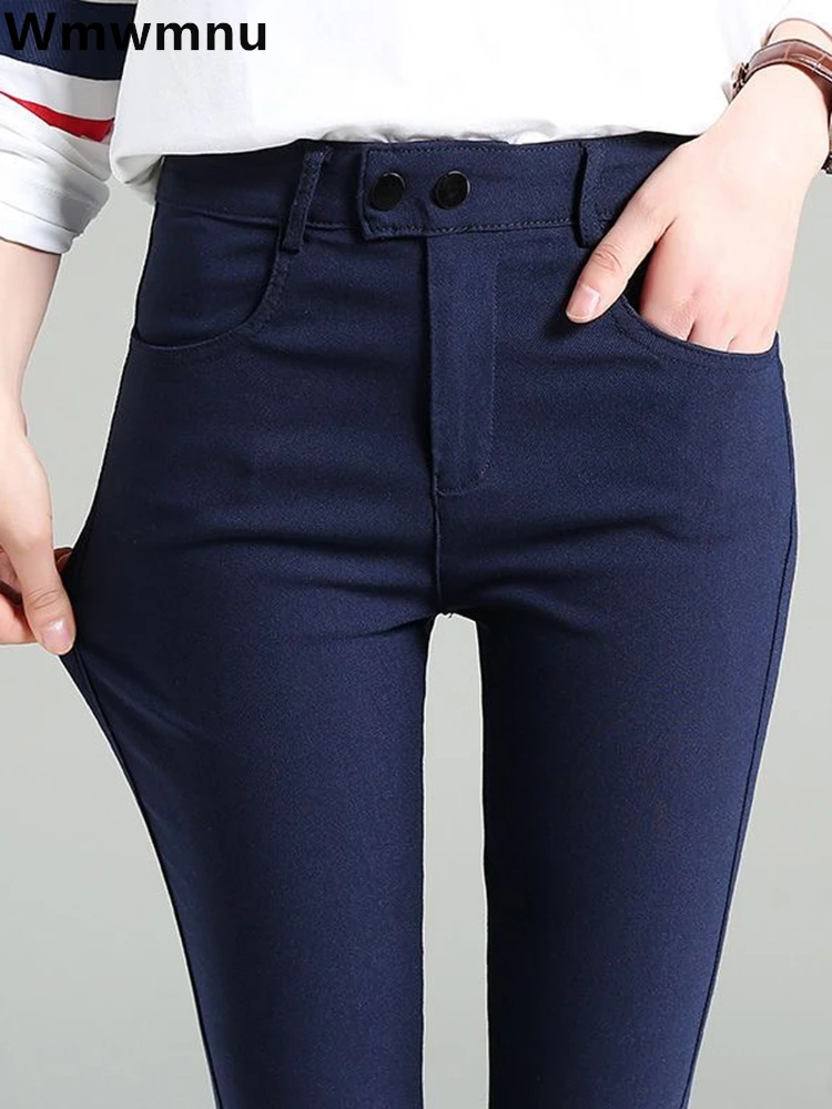 Damskie spodnie ołówkowe do kostek nowe koreańskie dorywczo wysokiej talii wąskie Pantalones Casual wiosenne jesienne legginsy spodnie rozciągliwe Spodnie