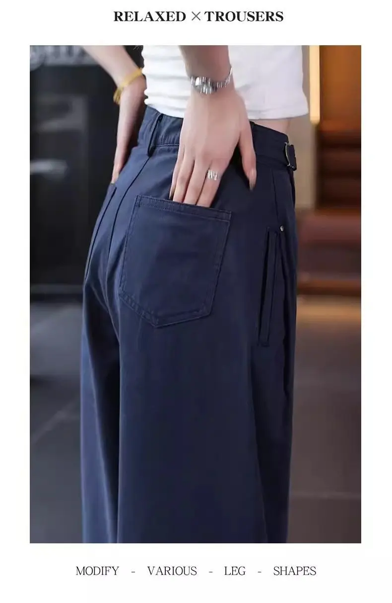 Army Green Wide-Leg Overalls Pants Women Spring Autumn 2026New Drape High Waist Trousers Loose Slim Narrow Straight Pants Female