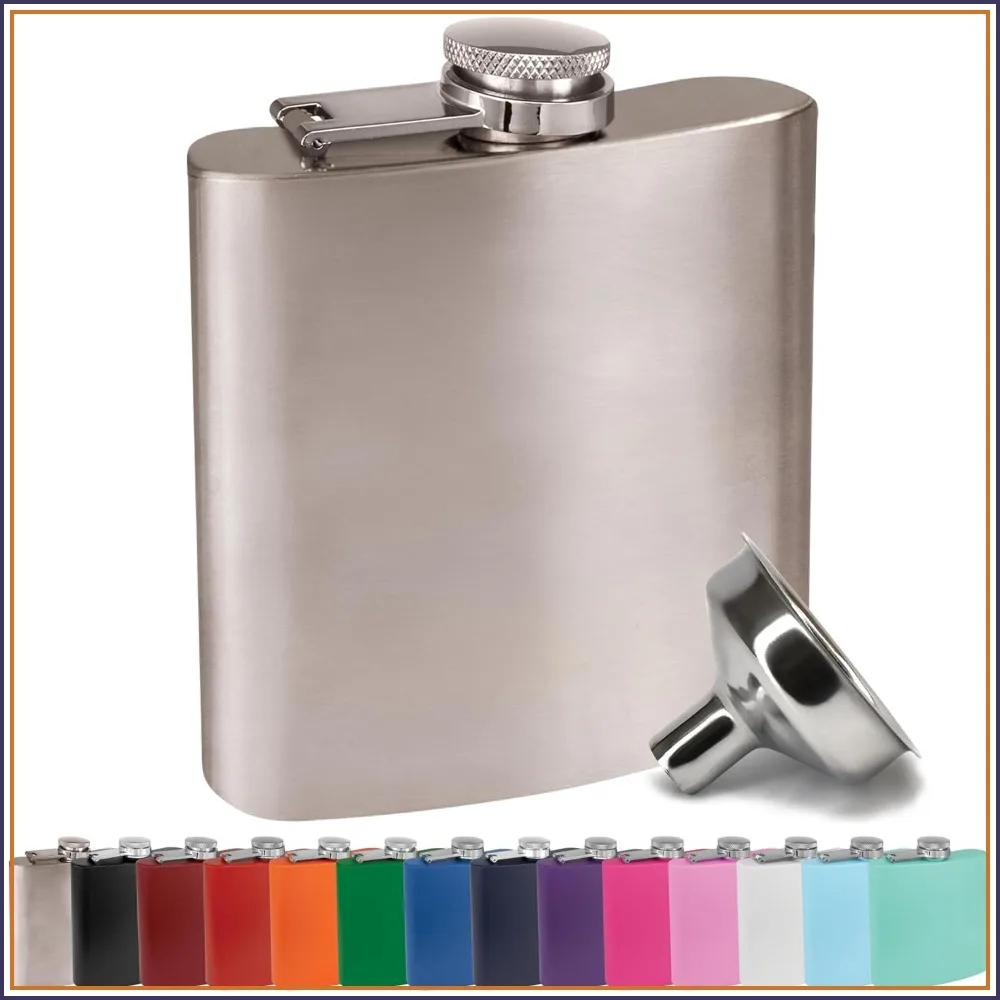 

6oz Stainless Steel Hip Flask with Funnel, Powder Coated Gift Set for Men & Women, Wedding Party Whiskey Flask