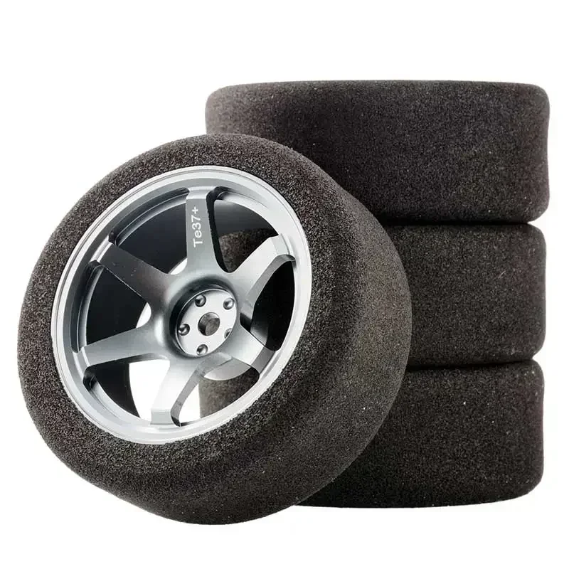 1/10 Scale Sponge Tires and Wheel Rims with 3mm Offset and 12mm Hex fit RC HSP HPI On-Road Racing Car Model Toys Accessory