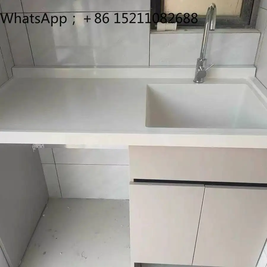 SCY corner cutting no washboard integrated laundry pool basin balcony quartz stone wash basin integrated basin