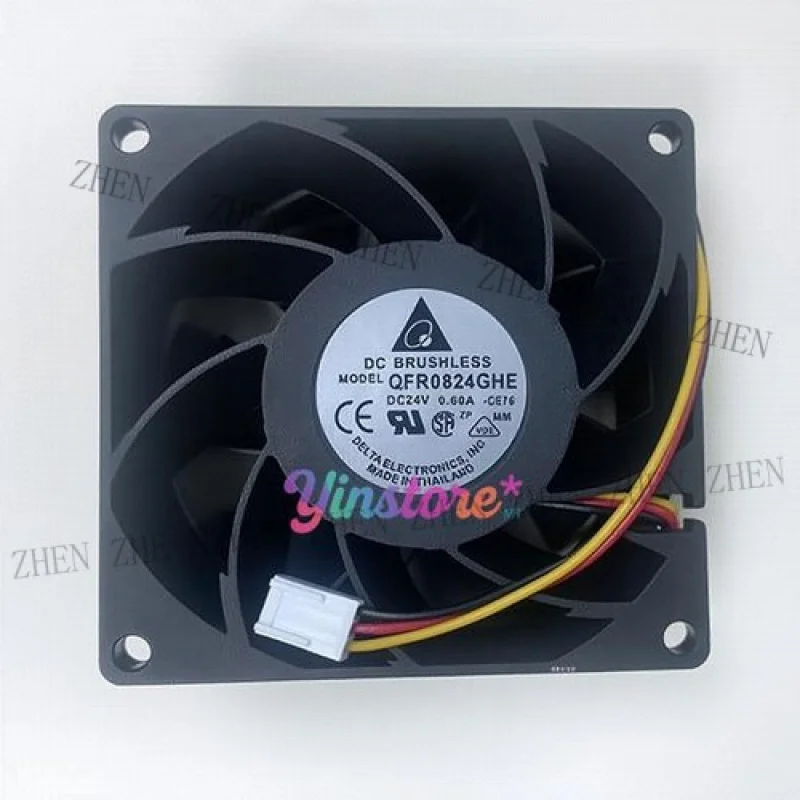 Y 1 Pc. New for  QFR0824GHE Inverter Cooling Fan 8038 DC24V 0.60A 8CM 3Pin