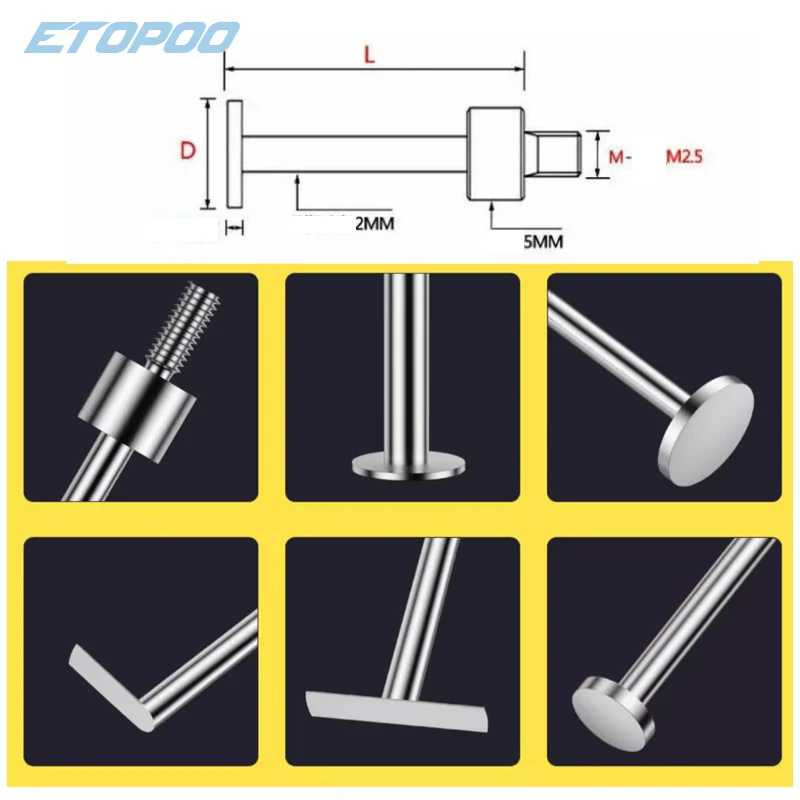 5/6/8/10mm Length M2.5 Thread T Type Shape Round Pan Disk Gauge Micrometer Tip Lever Dial Test Indicator measuring instrument