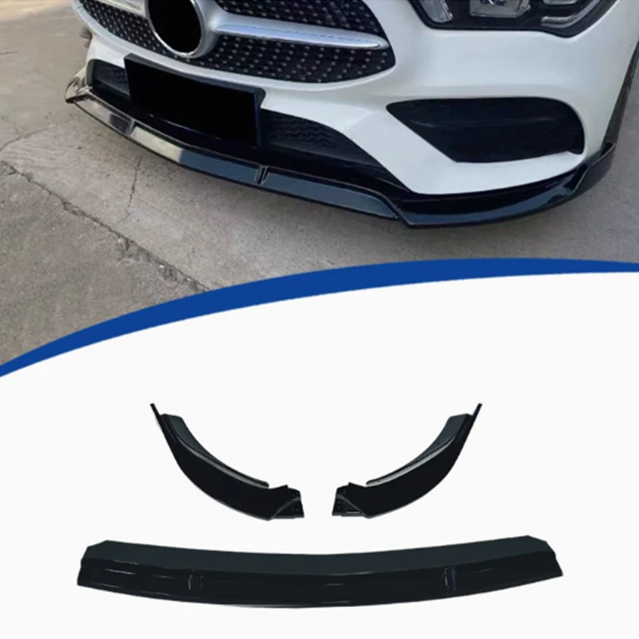 

For Mercedes Benz CLA Class W118 2020+ Bright Black Car Front Bumper Lip glossy black Front lip Diffuser Front Chin Spoiler