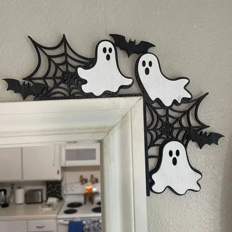 

Halloween Door Topper Halloween Spooky Pumpkin Witch Wooden Door Corner Decoration Room Decoration Door Corner Sign