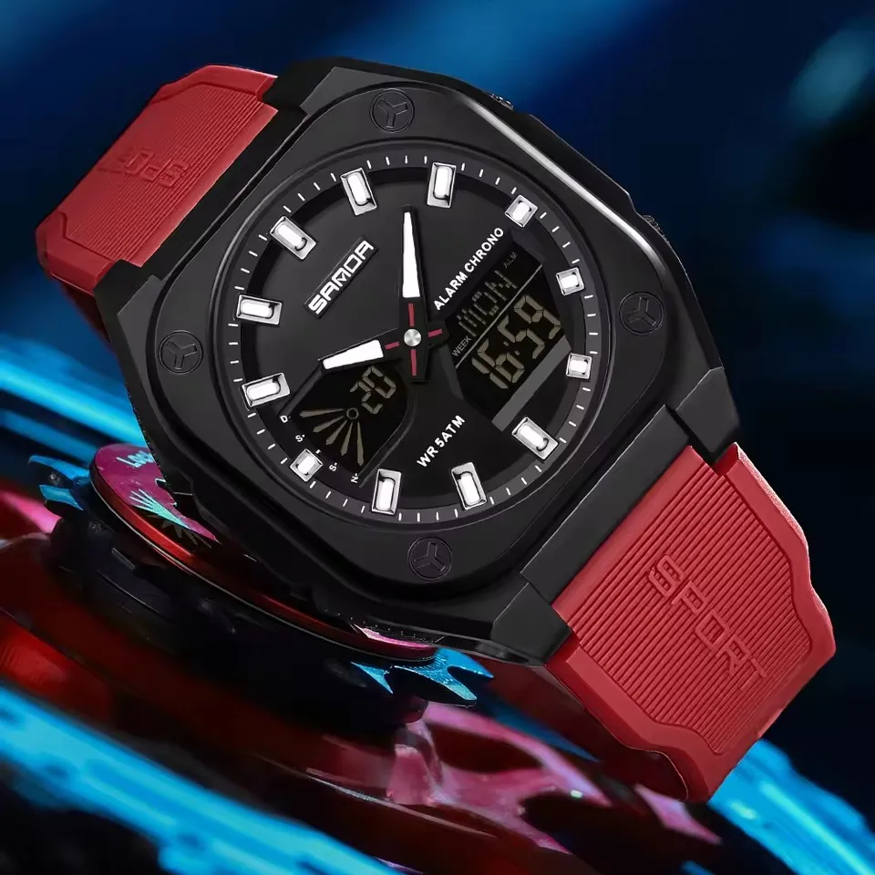 SANDA 6268 남성 패션 전자 쿼츠 시계 방수 야광 다기능 아웃도어 스포츠 및 레저 디지털 시계