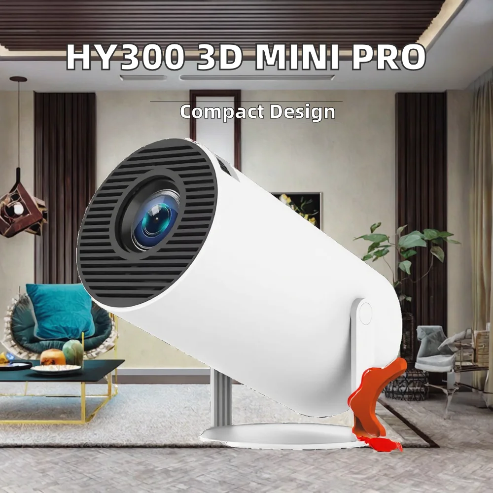 Hy300 Android 9 Mini Professional 3D Projector 720p Home Theater with 150 Easy to Use Mini Home Theater Projector