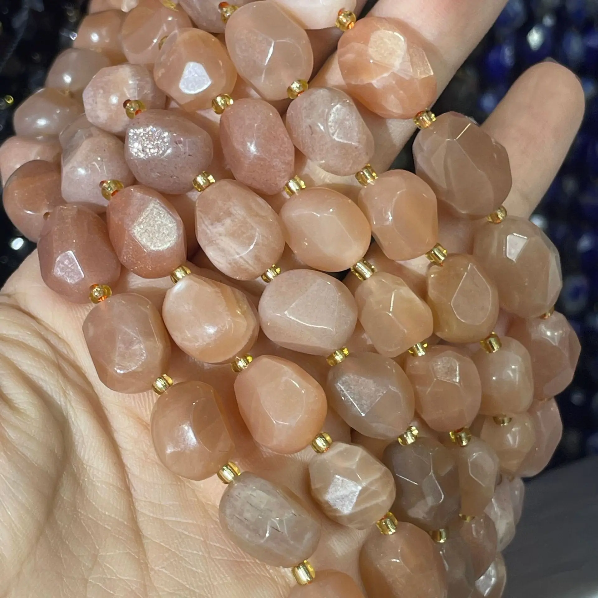 Pink Sunstone Faceted Baroque 38cm FPPJ Loose Beads for DIY Jewelry Making Nature-Inspired 18
